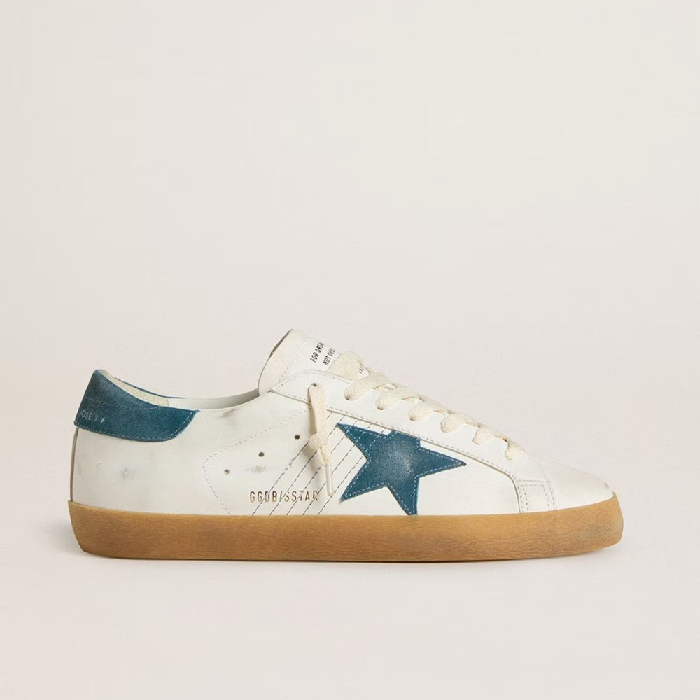 Golden Goose White and Blue Sneakers